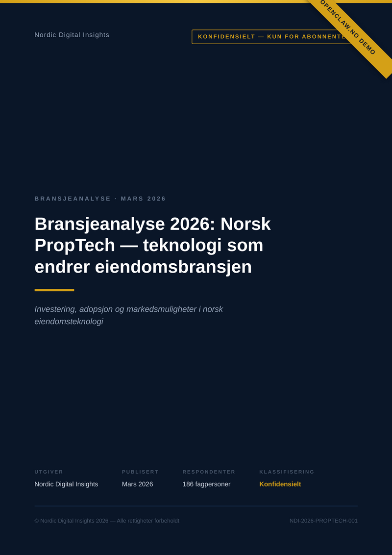 Bransjeanalyse 2026: Norsk PropTech — forside